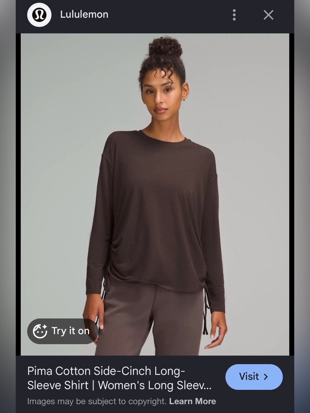 NEW Lululemon Pima Cotton Side-Cinch Long-Sleeve Shirt | Women's Long Sleeve Top